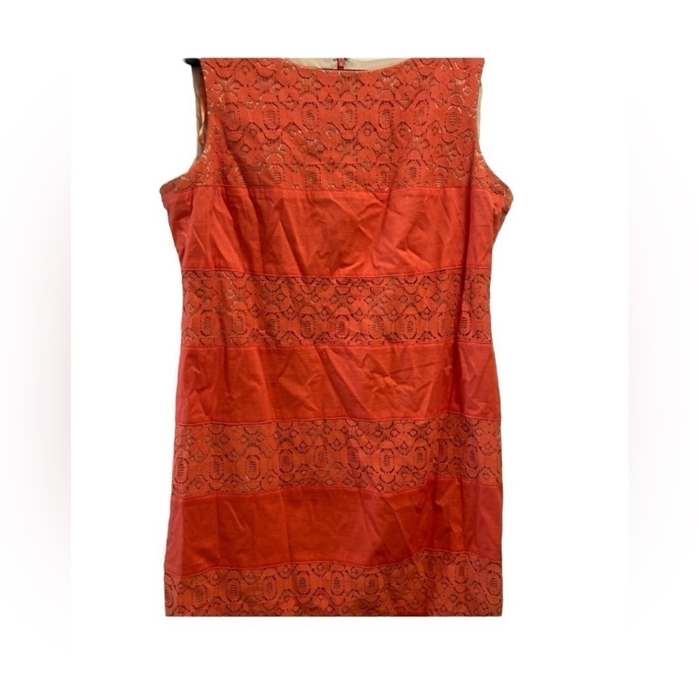 SL Fashions size 12. Orange sheath dress with nude liner